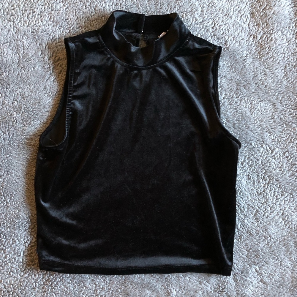 mock neck velvet crop top